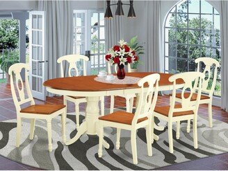 East West Furniture LLC East West Furniture 7 Piece Modern Dining Table Set Consist of an Oval Wooden Table and 6 Dining Chairs, Buttermilk & Cherry