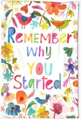 Whimsical Tea Towel - Remember Why You Started By Subhashini Narayanan Colorful Happiness Linen Cotton Canvas Spoonflower