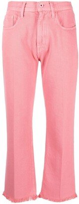 Frayed-Hem Flared Trousers