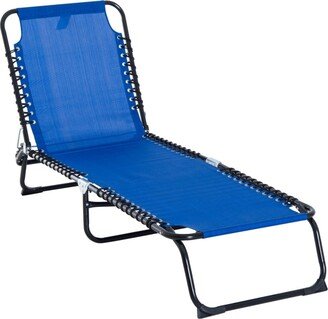 Outdoor Folding Chaise Lounge Chair, Portable Lightweight Reclining Garden Sun Lounger with 4-Position Adjustable Backrest for Patio, Deck, a