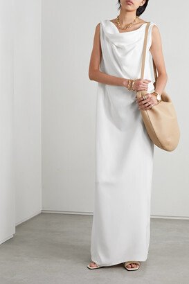 Bamaris One-shoulder Draped Silk-crepe Maxi Dress - White