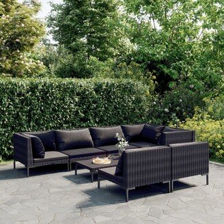 8 Piece Patio Lounge Set with Cushions Poly Rattan Dark Gray - 27.6