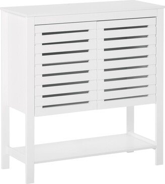 Homcom Modern Console Cabinet w/Slat Double Doors, & Enclosed Adjustable Shelf