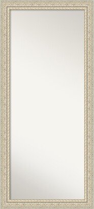 Non-Beveled Wood Full Length Floor Leaner Mirror - Fair Baroque Cream Frame - Outer Size: 29 x 65 in