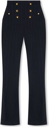 High-Waisted Herringbone Tweed Trousers