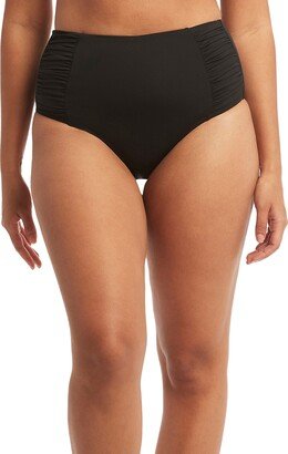 High Waist Gathered Side Swim Bottoms