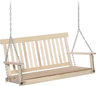 2 Seater Porch Wooden Swing Chair Garden Bench with Chains