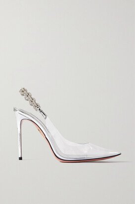 Love Link 105 Crystal-embellished Pvc Slingback Pumps - Silver