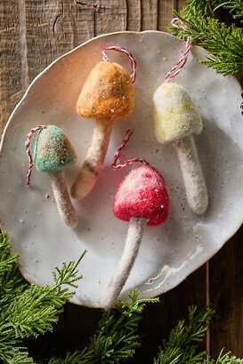 Mushroom Felt Ornaments, Set of 4