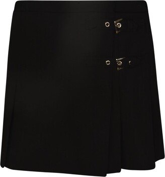 Buckle Detailed Pleated Mini Skirt