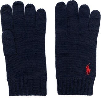 Logo-Embroidered Wool Gloves-AC