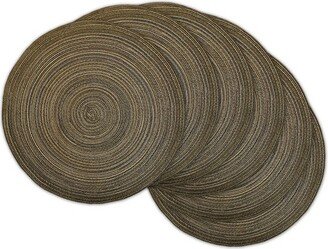 Set of 6 Variegated Lurex Round Woven Placemat Brown