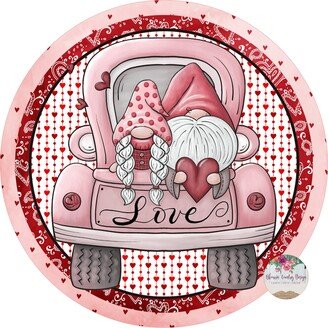 Valentine's Day Love Gnome Truck Sign | Door Hanger Valentine Home Decor Wreath Supplies