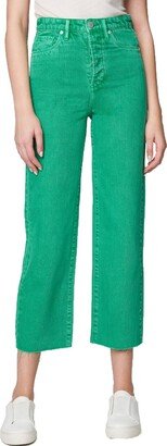 Womens Straight Leg Five Pocket Green Colored Jeans