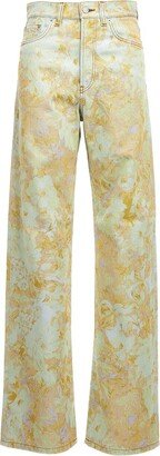 Floral Printed High Waist Jeans