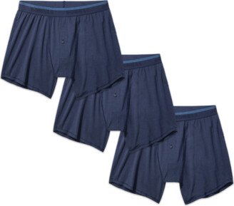 Men's Cotton Modal Blend Boxer Underwear 3-Pack - Navy Logo - 2XL