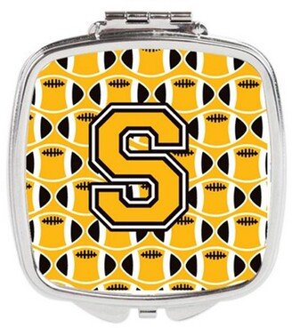 CJ1080-SSCM Letter S Football Black, Old Gold & White Compact Mirror