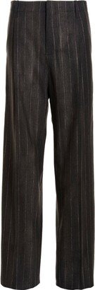 Pinstripe High-Waist Tailored Pants