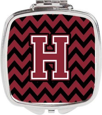 CJ1052-HSCM Letter H Chevron Garnet & Black Compact Mirror