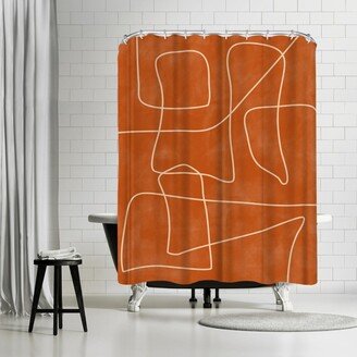 71x74 Shower Curtain Terracotta Burnt Orange Abstract Shapes 2 by The Print Republic