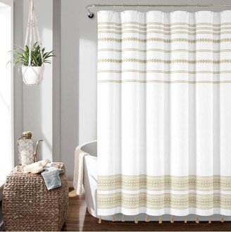 72x72 Breezy Chic Tassel Jacquard Eco-Friendly Recycled Cotton Shower Curtain Natural