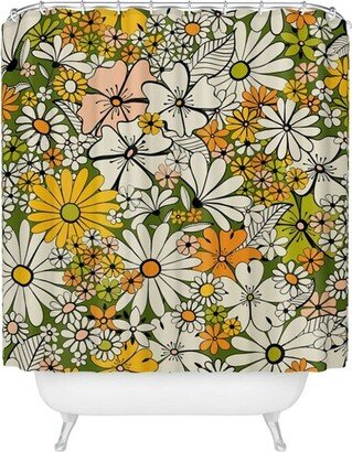 Jenean Morrison Counting Flowers in the 1960s Shower Curtain Black