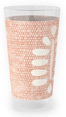 Outdoor Pint Glasses: Block Print Fern - Dusty Pink Outdoor Pint Glass, Pink