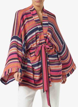 Multicolor Violet Knitted Kimono