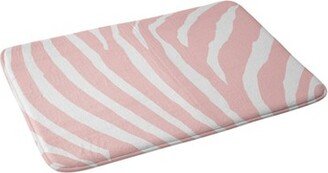 Natalie Baca Zebra Striped Rose Quartz Memory Foam Bath Mat Pink