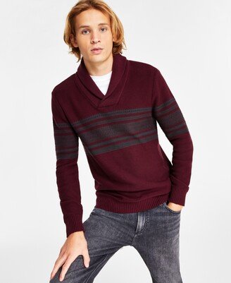 Men's Hunter Regular-Fit Stripe Shawl-Collar Sweater, Created for Macy's