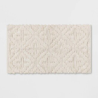 Textured Diamond Shag Bath Rug Cream - Opalhouse™