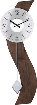 27.5 Walnut Brown and Silver Curved Pendulum Wall Clock