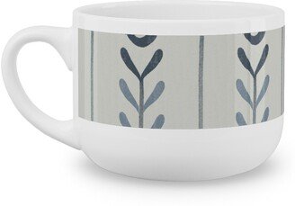 Mugs: Farmhouse Flowers - Line Art Latte Mug, White, 25Oz, Blue