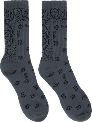 Gray Bandana Socks