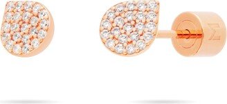 Meulien Waterdrop Bud Stud Earrings With Pave Cz - Rose Gold