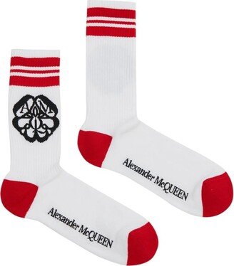 Logo Embroidered Striped Socks