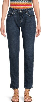 Dre Mid Rise Dark Wash Cropped Slim Boyfriend Jeans