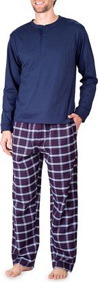 SLEEPHERO 2-Piece Henley Tee & Flannel Pants Pajama Set