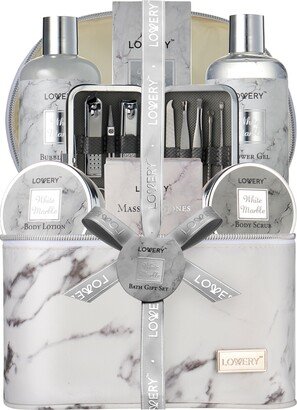 Lovery Premium 25pc Massage Kit, White Marble Beauty and Self Care Spa Set with Stones-AA
