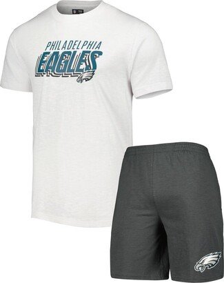 Men's Concepts Sport Charcoal, White Philadelphia Eagles Downfield T-shirt and Shorts Sleep Set - Charcoal, White