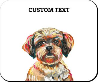 Mouse Pads: Shih Tzu Custom Text Mouse Pad, Rectangle Ornament, Multicolor