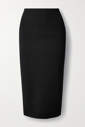 Body Stretch-knit Midi Skirt - Black