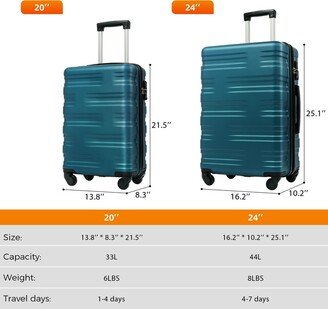 Sunmory Expanable Spinner Wheel 2 Piece Luggage Set ABS Lightweight Suitcase with TSA Lock 20inch+28inch-AB