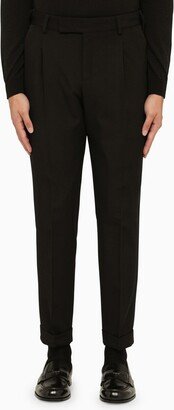 PT Torino Regular black wool trousers