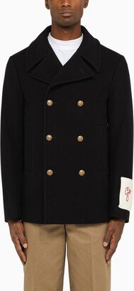 Dark blue wool caban coat