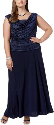 Plus Womens Metallic Full-Length Evening Dress