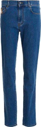 Teddy Embroidered Straight Leg Jeans