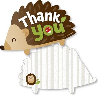 Big Dot of Happiness Forest Hedgehogs - Shaped Thank You Cards - Woodland Birthday Party or Baby Shower Thank You Note Cards with Envelopes - 12 Ct