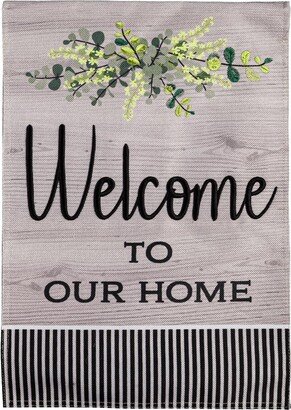 Wood Grain Welcome Garden Burlap Flag 12.5 x 18 Inches Indoor Outdoor Decor