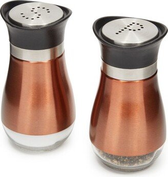 Juvale Stainless Steel Copper Salt and Pepper Shakers Set with Glass Bottom, Perforated S and P Caps for Kitchen, 4oz